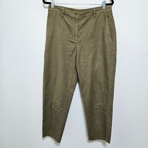Eileen Fisher Organic Cotton Hemp Ankle Pant Minimalist Capsule Relaxed Green M